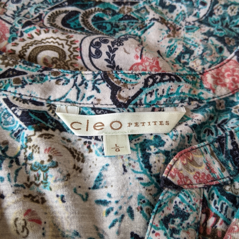 Cleo Petite - blue & pink paisley shirt - Picture 2 of 9